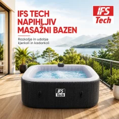 IFS Napihljiv masažni bazen AquaSpa 6P | Black 3D | 185 cm | 2400 W | IFS Tech