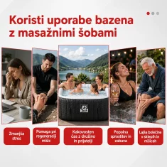IFS Napihljiv masažni bazen AquaSpa 6P | Black 3D | 185 cm | 2400 W | IFS Tech | LED