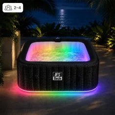 IFS Masažni bazen Quadratix 4P | Black Rattan | 154 cm | 2400 W | IFS Tech | LED