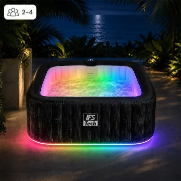 IFS Masažni bazen Quadratix 4P | Black Rattan | 154 cm | 2400 W | IFS Tech | LED