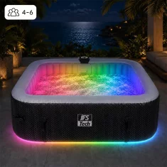 IFS Napihljiv masažni bazen AquaSpa 6P | Black 3D | 185 cm | 2400 W | IFS Tech | LED