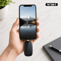 VYZIO® Prenosni solarni polnilec za telefon z LED-indikatorjem in vponko za ključe | POWERWING Tip-C