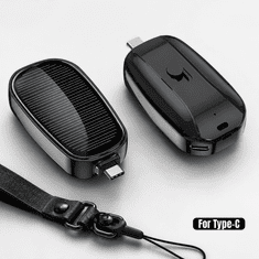 VYZIO® Prenosni solarni polnilec za telefon z LED-indikatorjem in vponko za ključe | POWERWING Tip-C