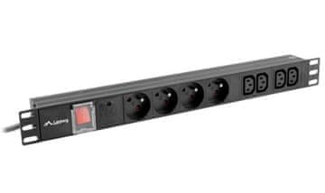 slomart Lanberg Rack napajalna letev 1U 10A 8x 230V, 2m kabel, črna