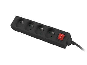Lanberg Lanberg napajalni trak 1.5m, črn, 4 vtičnice, s stikalom, bakreni kabel