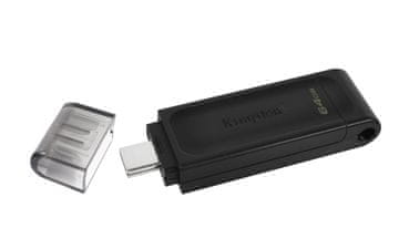 slomart Kingston DataTraveler DT70 USB-C ključek 64GB, USB 3.2 Gen 1, črn