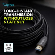 Digitus Hibridni HDMI AOC kabel, moški-moški, 8K@60Hz, 48Gbps, 20m
