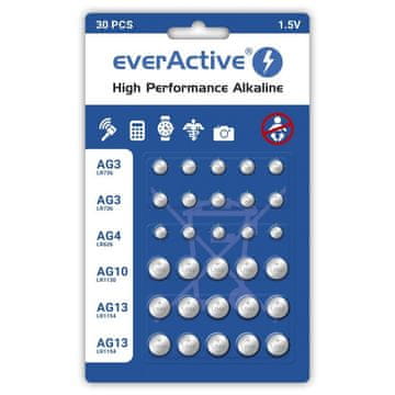 everActive everActive G3/LR41, G4/LR626, G10/LR1130, G13/LR1154 mini alkalne baterije, komplet 30 kosov