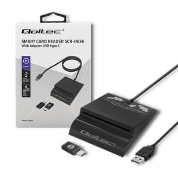 Qoltec Qoltec SCR-0636 bralnik čip kartic USB-C, ISO 7816