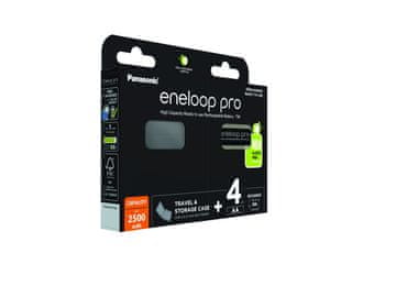 Panasonic Panasonic Eneloop PRO AA akumulator 2500 mAh, 4 kos + etui