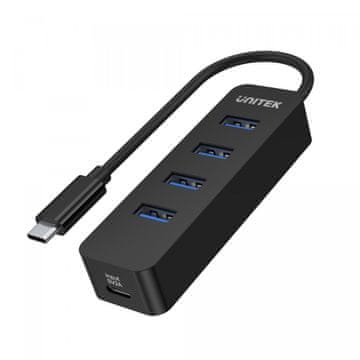 Unitek UNITEK H1117B USB-C hub, 4x USB-A 3.1, aktiven, 10W, črn