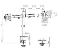 Gembird Gembird MA2-FB stojalo za dva monitorja 17-32 palcev, do 9kg