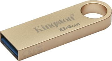 slomart Kingston DataTraveler SE9 G3 USB Ključek 64GB, USB 3.2 Gen 1, kovinsko ohišje, zlata