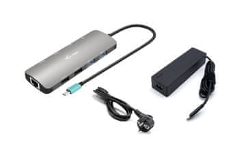 I-TEC i-tec USB-C Metal Nano 2x Display Docking Station, 100W PD + polnilnik