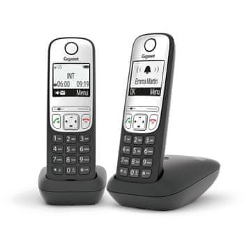 Gigaset Gigaset A690 Duo brezžični telefon, 2 slušalki, HD Voice, črn