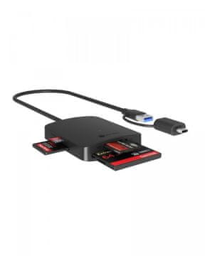 IcyBox IcyBox IB-CR302-CU3 Čitalnik kartic CF, TF, SD, microSD, USB-C+A