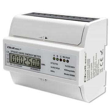 Qoltec Električni merilnik Qoltec 50989, 3-fazni, 100A, DIN letev