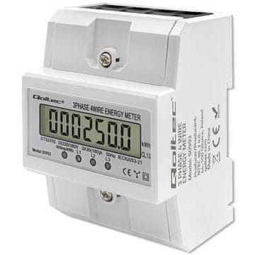 Qoltec Qoltec 509921 trifazni merilnik porabe energije, 100A, 400V, DIN letev, LCD