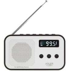 Adler Adler AD 1907 Digitalni radio z uro, USB-C, bel/črn