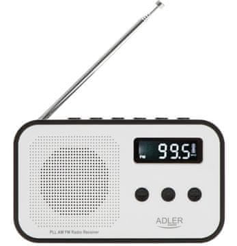 Adler Adler AD 1907 Digitalni radio z uro, USB-C, bel/črn