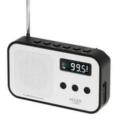 Adler Adler AD 1907 Digitalni radio z uro, USB-C, bel/črn