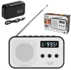 Adler Adler AD 1907 Digitalni radio z uro, USB-C, bel/črn