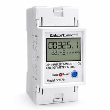 Qoltec Qoltec 509792 enofazni merilnik porabe 60A DIN letev LCD/LED