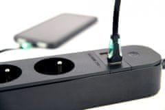 Gembird Gembird SPG3-4GNI-01 pametna vtičnica, 4xFR, 2xUSB-A, 1xUSB-C, črna