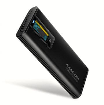 slomart Axagon EEM2-SD2B M.2 NVMe/SATA SSD ohišje USB-A/C 10Gbps, LED zaslon, črno