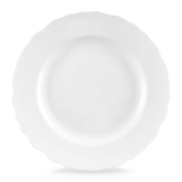 Northix Eleganten desertni krožnik iz belega porcelana z valovitim robom