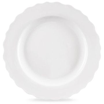 Northix Jedilni krožnik iz belega porcelana z valovitim robom, primeren za pomivalni stroj
