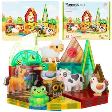 Mega Creative MAGNETNE kocke Kmetija, ustvarjalni KONSTRUKCIJSKI SET 36 elementov, ZA OTROKE 3+