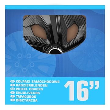 Northio 16-palčni komplet ogljikovih pokrovov koles, 4 kosi