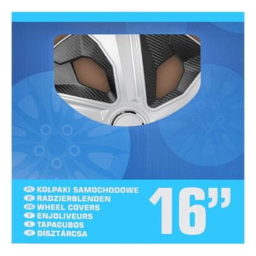 Northio 16-palčni srebrno/črni komplet pokrovov koles, 4 kosi
