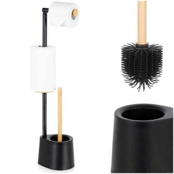 Northix Držalo za toaletni papir s krtačo, črno, 66 cm