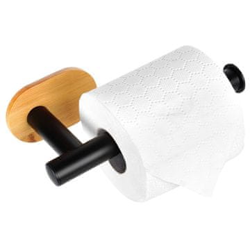 Northix Držalo za toaletni papir, črno jeklo in bambus, 17 cm