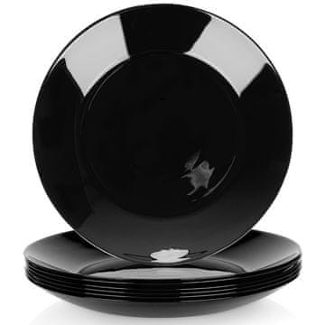 Northix Jedilni krožniki iz črnega stekla, 25,5 cm, set 6 kosov