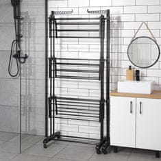 Northix Razširljivo črno kovinsko stojalo za sušilnik perila XXL 78-130x64x172 cm