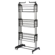 Northix Razširljivo črno kovinsko stojalo za sušilnik perila XXL 78-130x64x172 cm