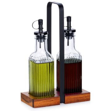 Northix Set steklenic za olje in kis s stojalom, 2x 190 ml
