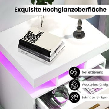 Northix LED nočna omarica z 2 predaloma, visok sijaj, daljinski upravljalnik