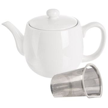 Northix Čajnik iz belega porcelana z odstranljivo košaro za infuzijo in pokrovom