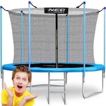 Neo-Sport 8ft/252cm vrtni trampolin z notranjo mrežo in lestvijo Neo-Sport