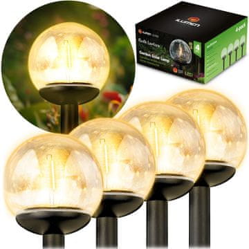 Ilumen Solarna svetilka, prozorna krogla, 4 kosi Ilumen LS-103