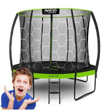 Northix Profilni trampolin za vrt 8ft/252cm z notranjo zaščitno mrežo Neo-Sport
