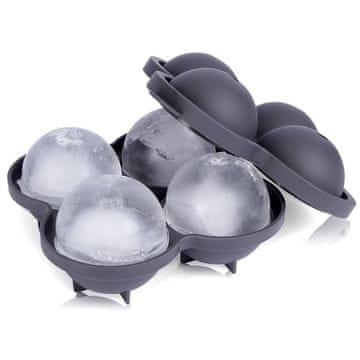 Northix Oblika za štiri velike ledene krogle, 8 cm, črna termoplast