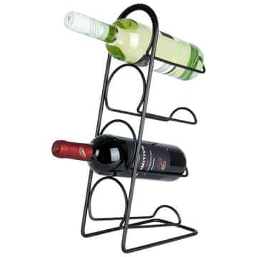 Northix Elegantno stojalo za črno vino za 4 steklenice, talno ali klop