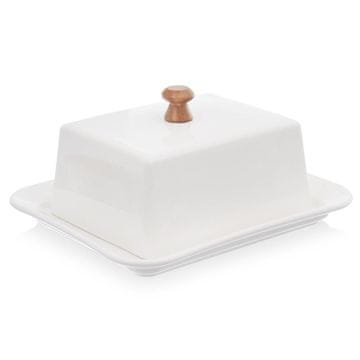 Northix Škatla za maslo iz porcelana z lesenim ročajem