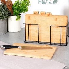 Vilde Set bambusovih desk za rezanje v kovinskem stojalu z edinstvenim dizajnom