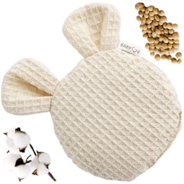 shumee BabyU, termofor s češnjevim kamnom in Senso Ears bombažnimi ušesi, proti kolikam, 150 g, 15 cm